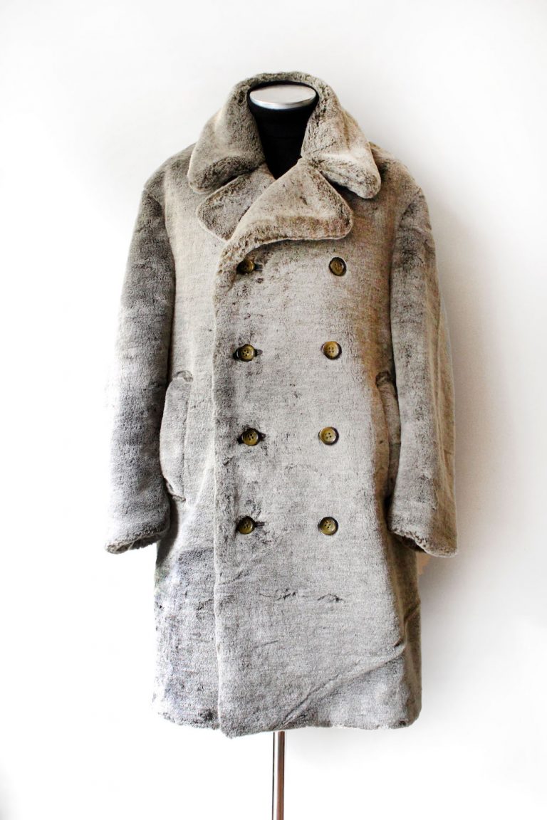Two tone double breasted faux fur overcoat – Mendoza Menswear