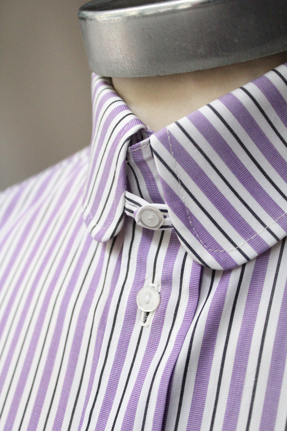 Purple multi stripe rounded tab collar shirt – Mendoza Menswear