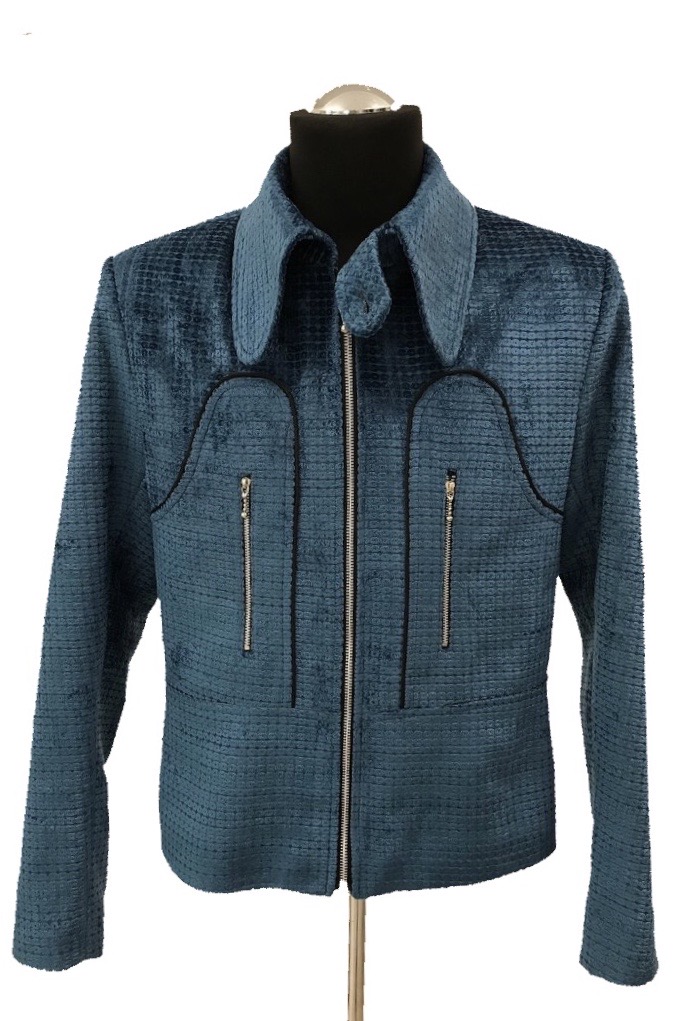Electric Blue embossed velvet Budgie Jacket | Mendoza Menswear