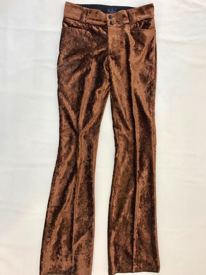 Copper Brown crushed velvet 20″ bottom kick flares – Mendoza Menswear