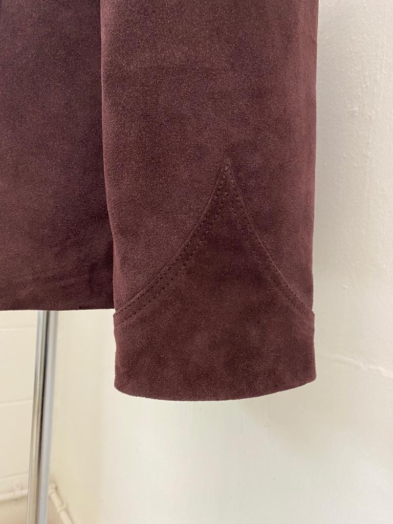 Burgundy calf suede budgie jacket with beagle collar – Mendoza Menswear