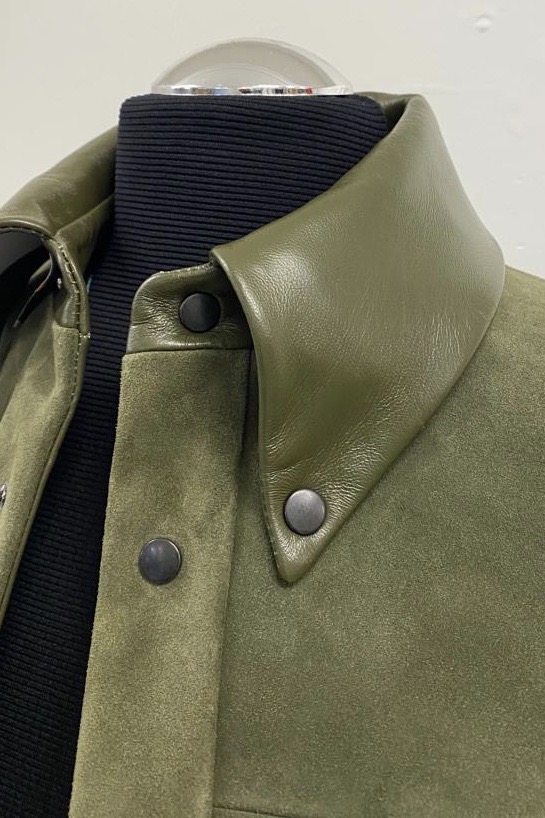 Green Suede and Nappa leather popper Johnson jacket – Mendoza Menswear