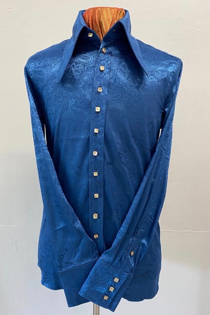 Blue Paisley Beagle collar shirt
